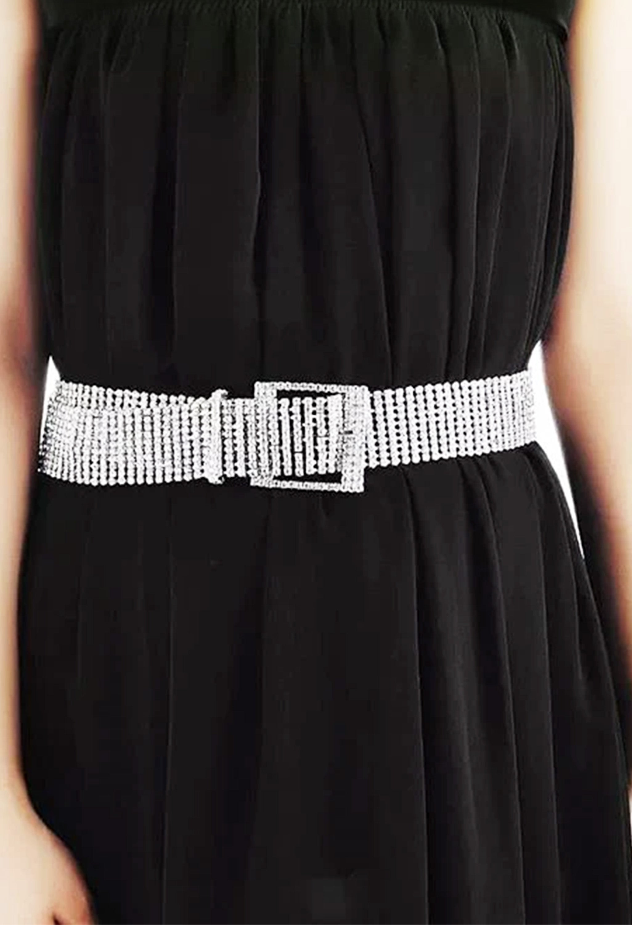 Pankh Square Rhinestone Diamante Bling Crystal Studded Belt