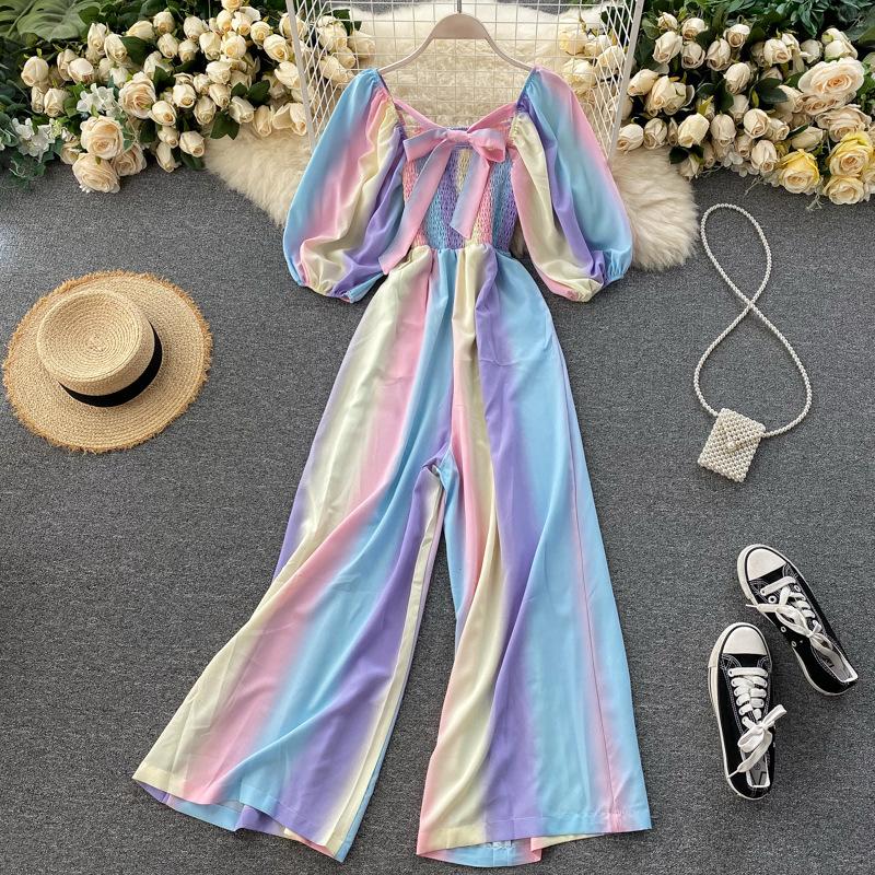 Pankh Zubair Rainbow Clinched Puff Sleeve Jumpsuit