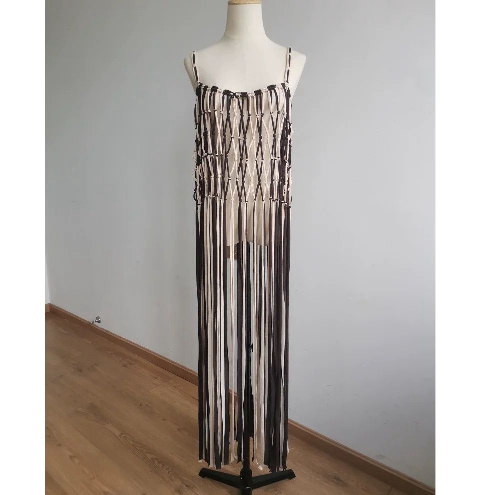 Pankh Adila Hollow Cut Long Tassel Cover Up