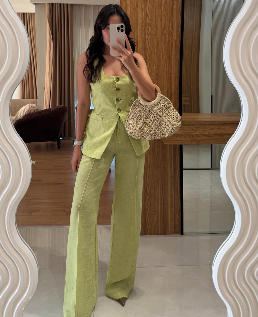Pankh Leia Summer Linen Cotton Blazer And Pant Set