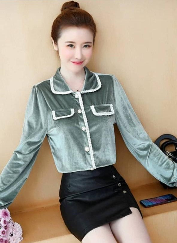 Pankh Alany Velvet Party Wear Shirt