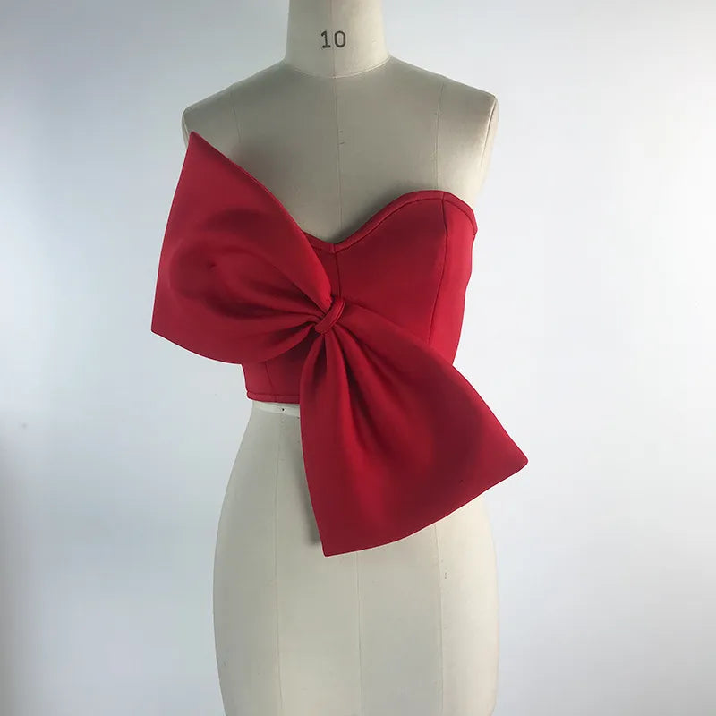 Pankh Ruby Women Off Shoulder bow Tube Tops