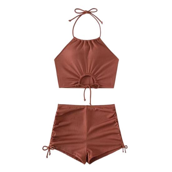 Pankh Ozzy Hollow Out Halter Two-Peice Swimsuit