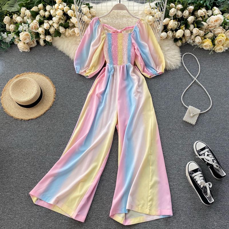 Pankh Zubair Rainbow Clinched Puff Sleeve Jumpsuit