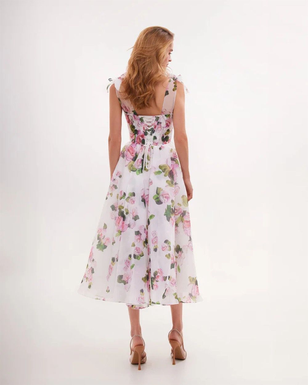 Pankh Delsa Floral Printed Off-Shoulder Midi Dress