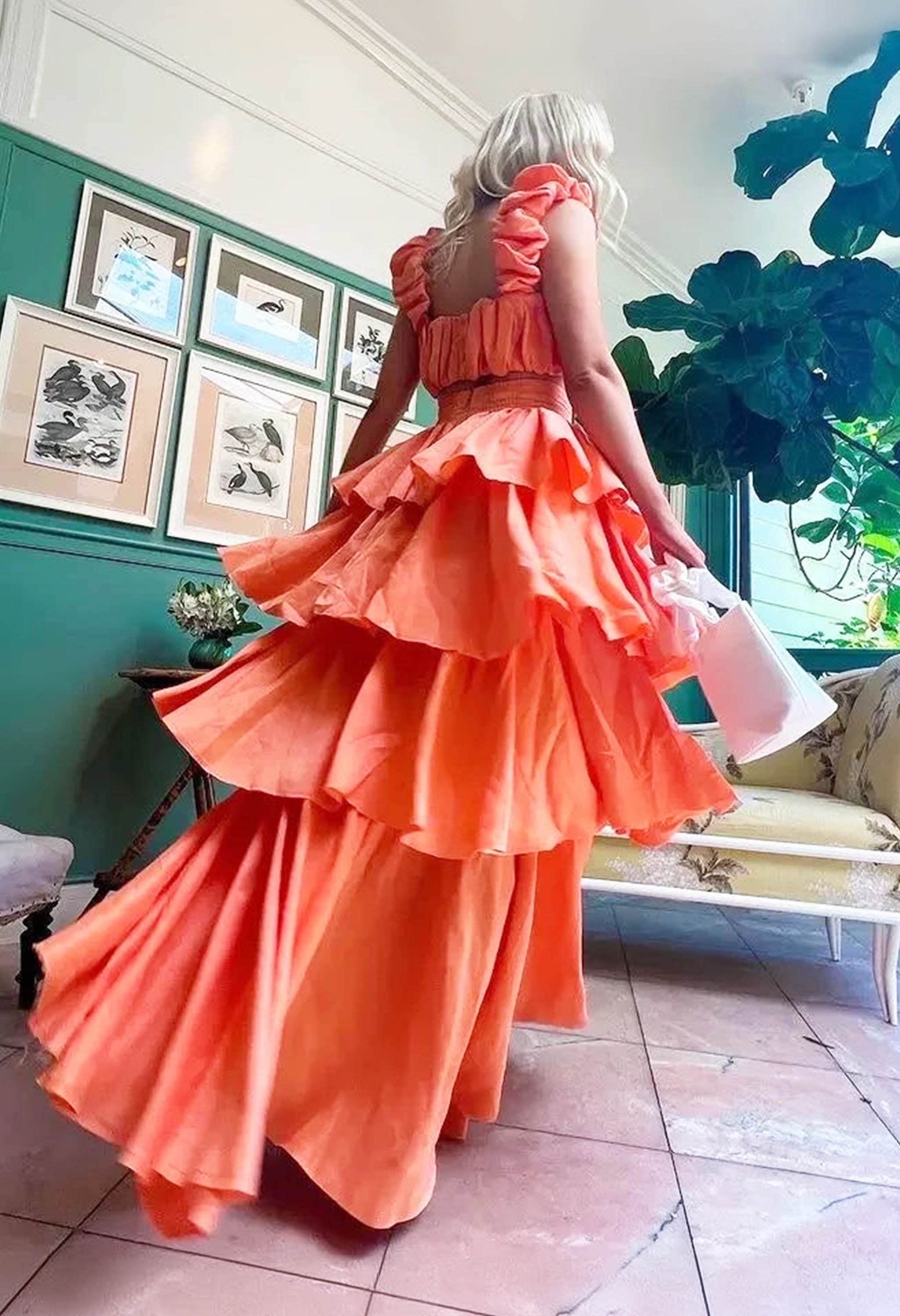 Pankh Dakota Ruched Cropped Top And Ruffled Skirt