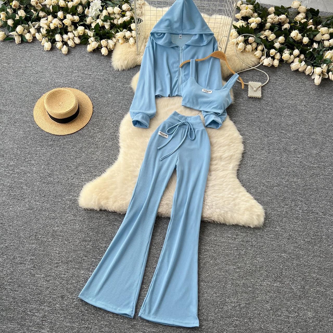 Pankh Ciel Ribbed Three Peice Travel Set