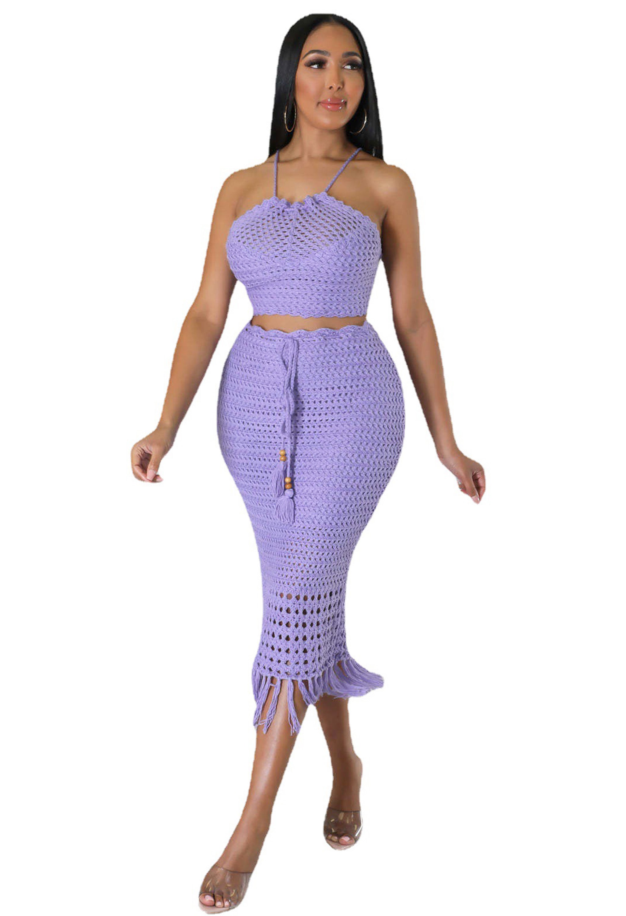 Pankh Cai Beachwear Top & Skirt Set