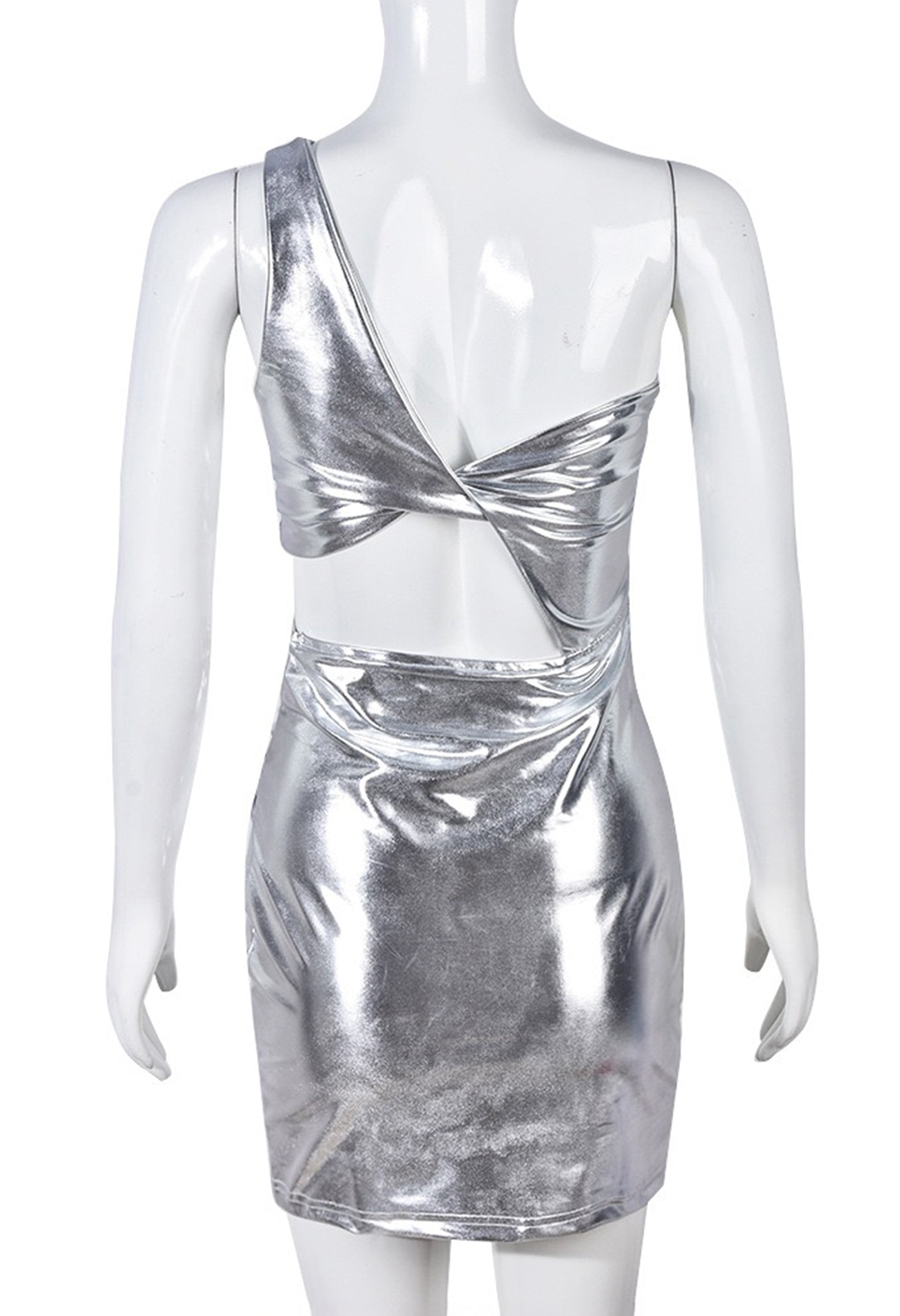 Pankh Beyren Women's Off Shoulder Shimmer Metallic Party Co-ord Dress