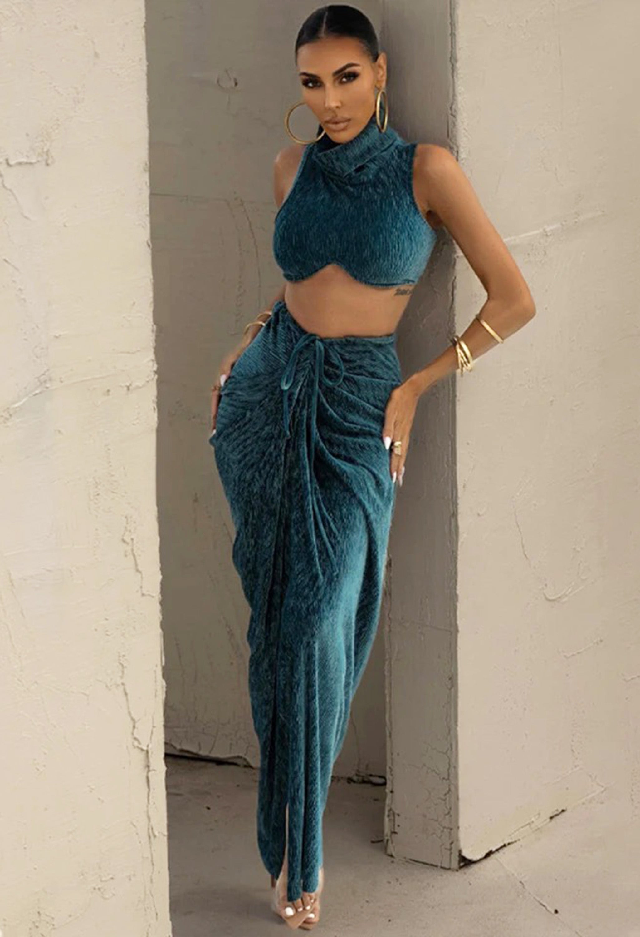 Pankh Ashlin Women High Neck 2-Piece Co-Ord Set