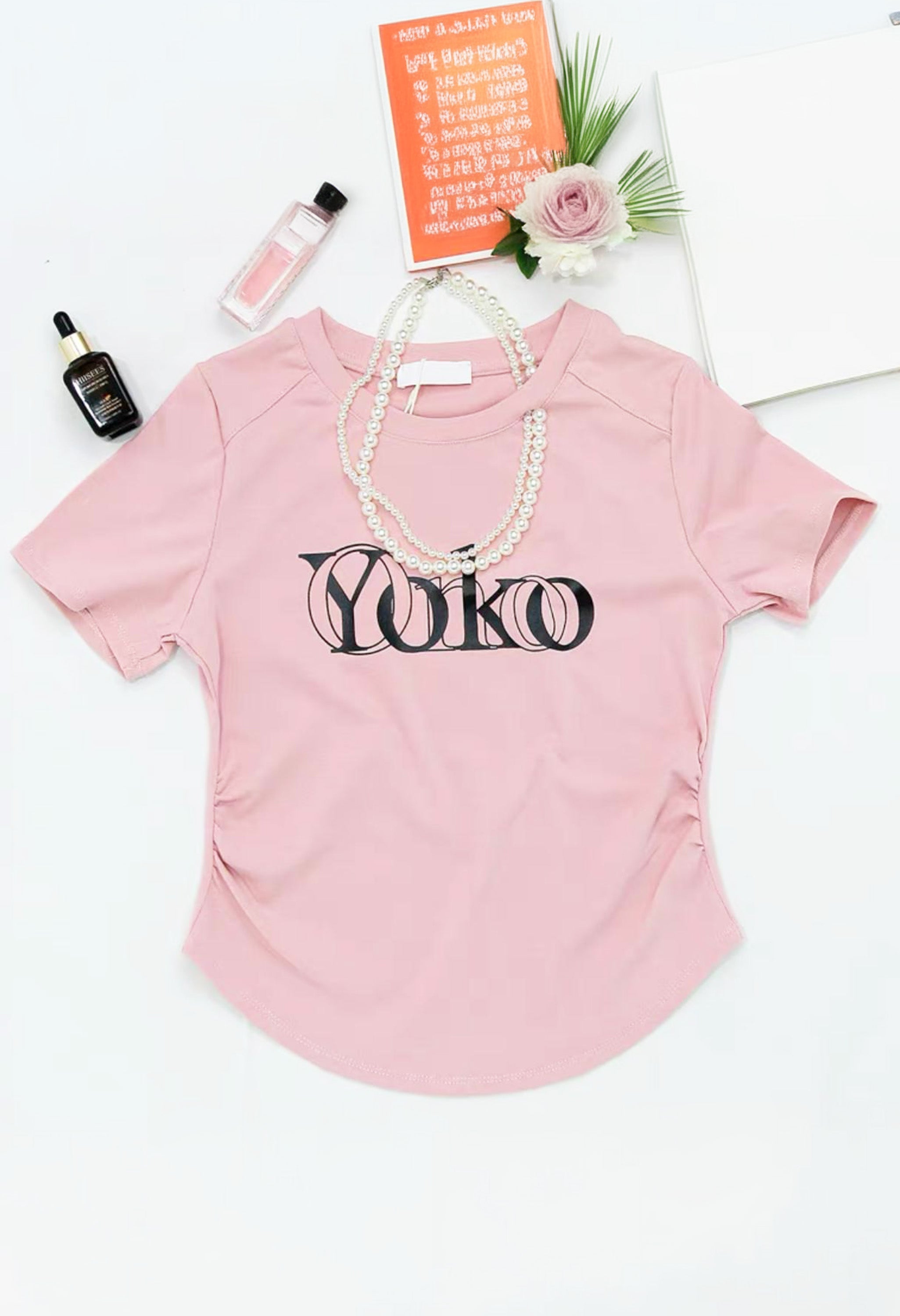 Pankh Tim stylish Crop Cotton Tee with detachable pearl chain