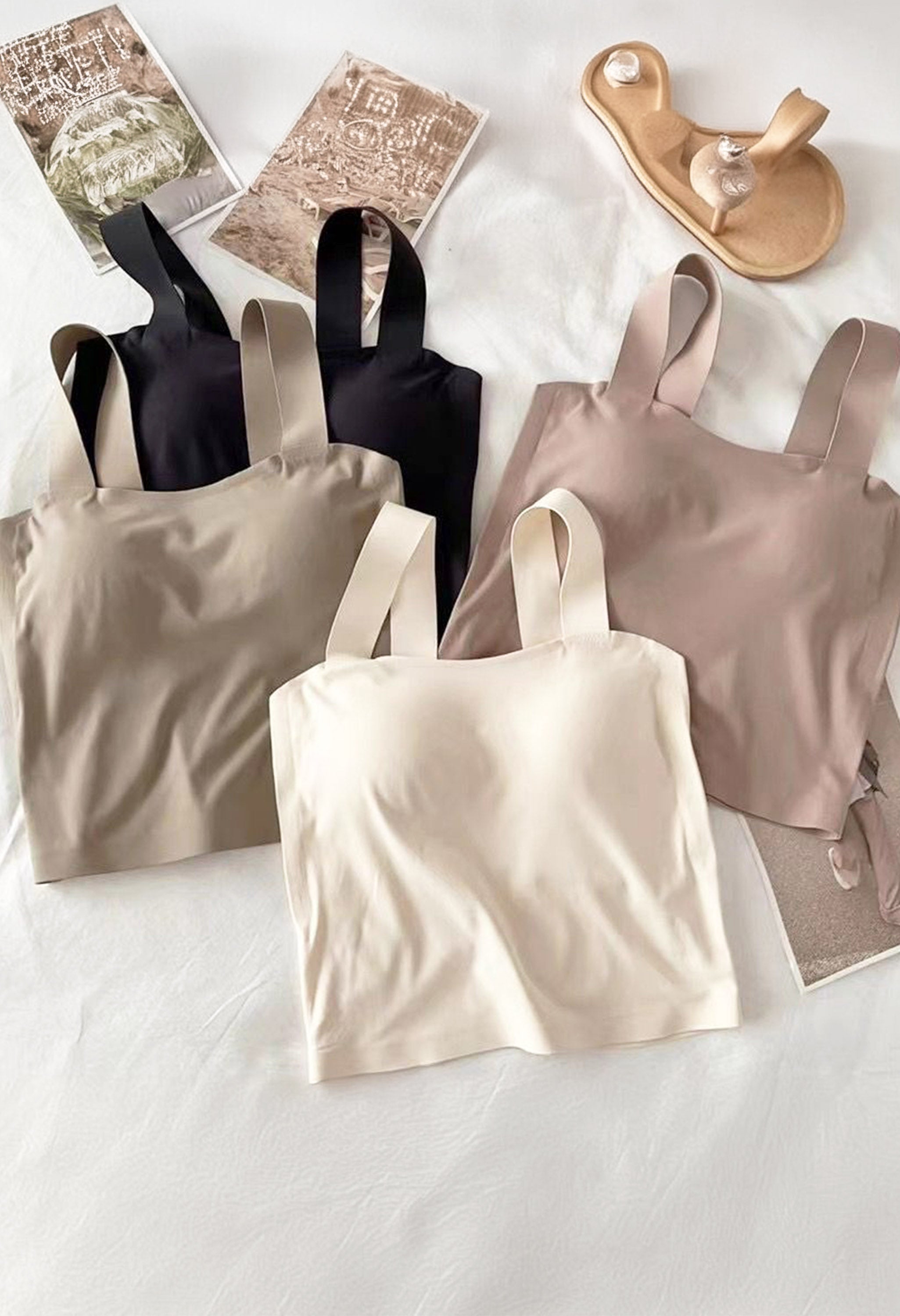 Pankh Maple Plain Cropped Inbuilt Bra Padded Tank Top