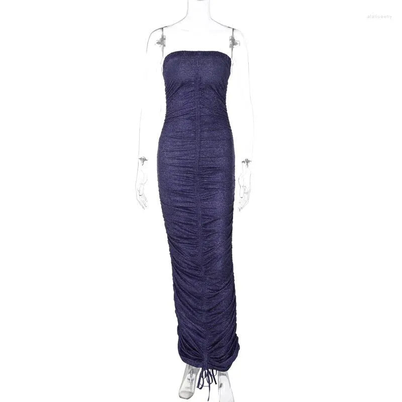 Pankh Barrik Sexy Ruched Tube Sheath Bodycon Summer Party Dress