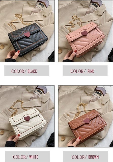 Mini Quilted Heart Decor Flap Square Bag