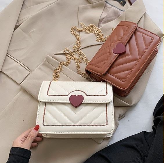 Mini Quilted Heart Decor Flap Square Bag