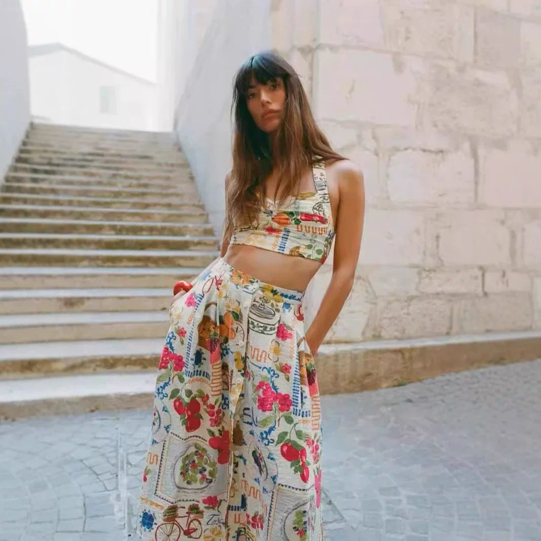 Pankh Ege Halterneck Printed Crop Top & Skirt Coord Set