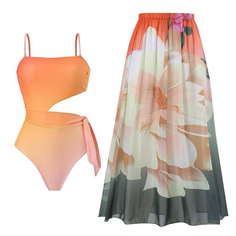 Pankh Senay Cutout Bikini With Chiffon Skirt Swimsuit Set