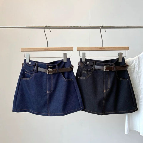 Pankh Ayza Solid Pure Cotton Denim Mini Skirt