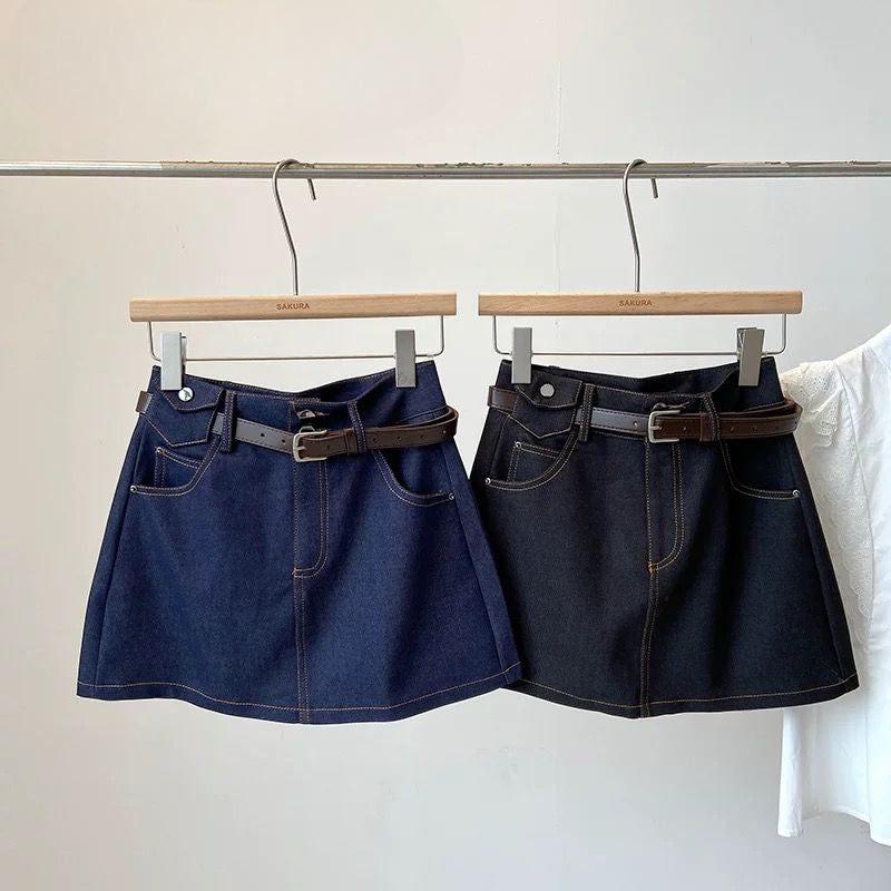 Pankh Ayza Solid Pure Cotton Denim Mini Skirt