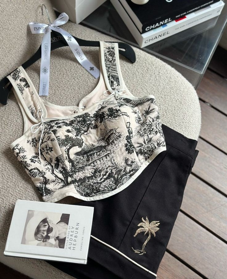 Pankh Maxen Vintage Printed Corset Top and Pant Coord Set