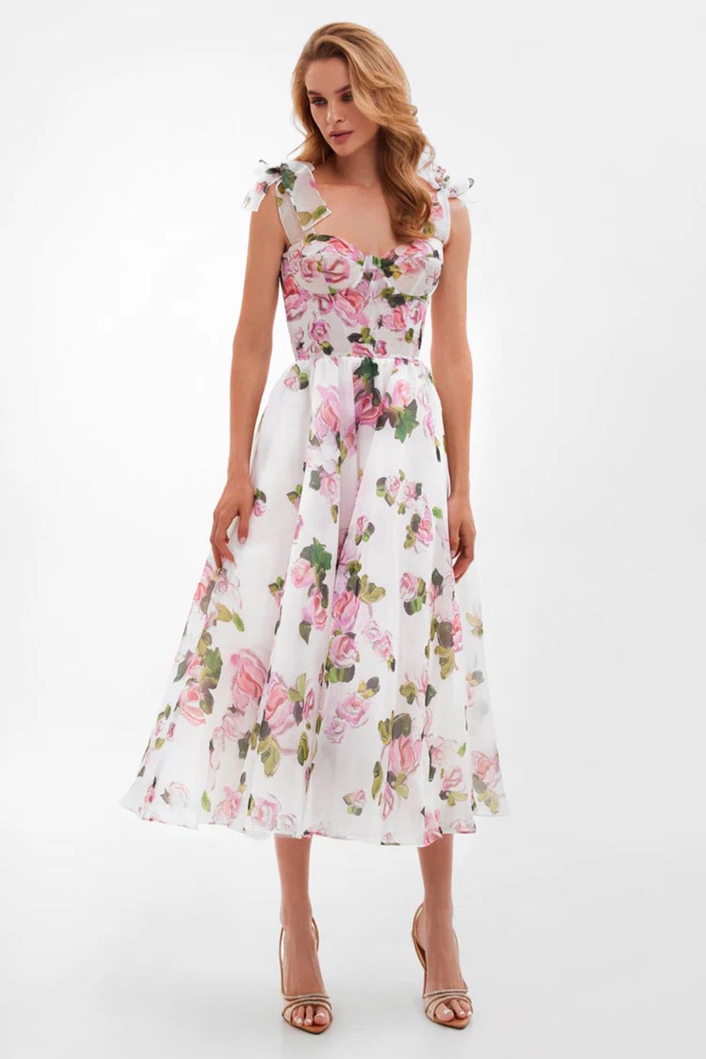 Pankh Delsa Floral Printed Off-Shoulder Midi Dress