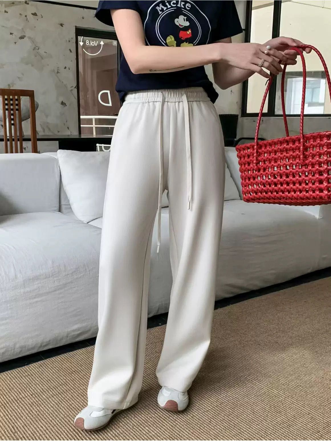 Pankh Seagull High Waist Wide Leg Straight Fit Jogger/Pants