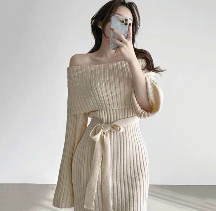 Mish Off Shoulder woolen dress