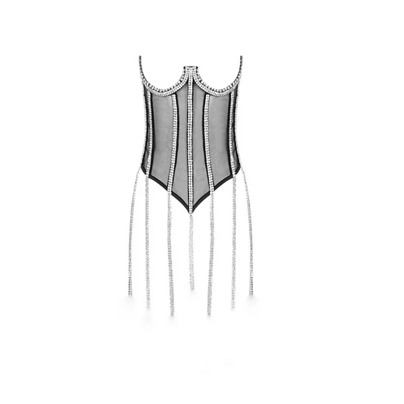 Pankh Rhinestone Transparent Under Bust Corset Belt