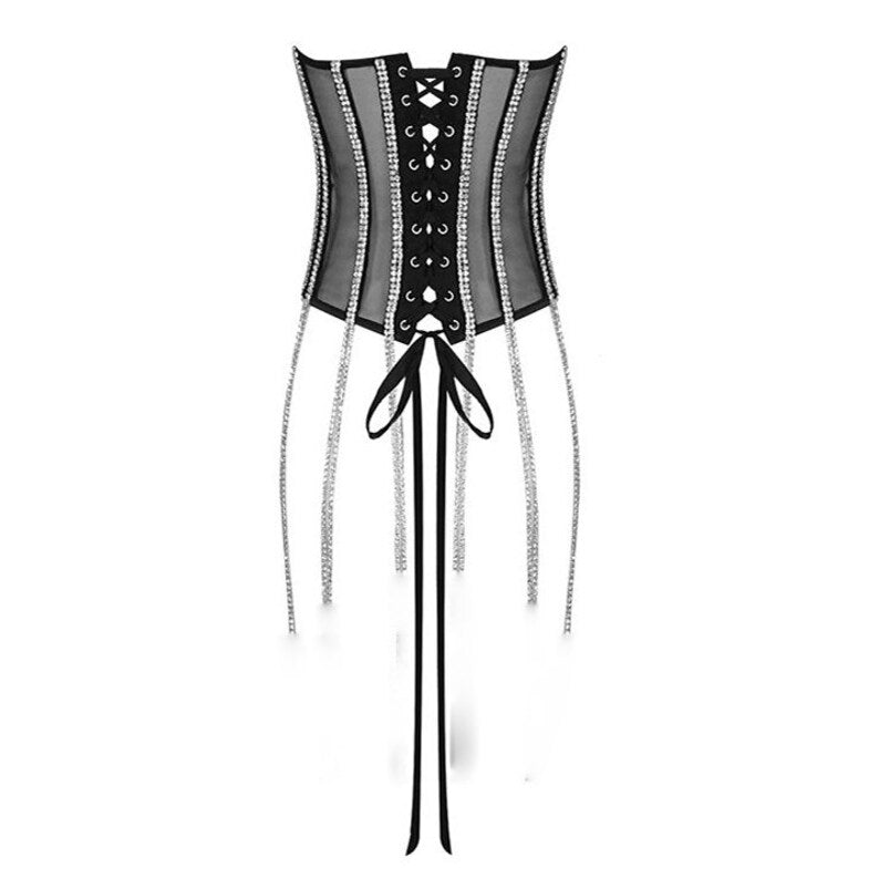 Pankh Rhinestone Transparent Under Bust Corset Belt