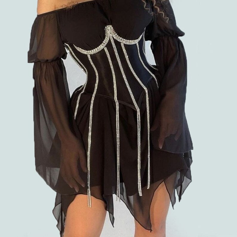 Pankh Rhinestone Transparent Under Bust Corset Belt