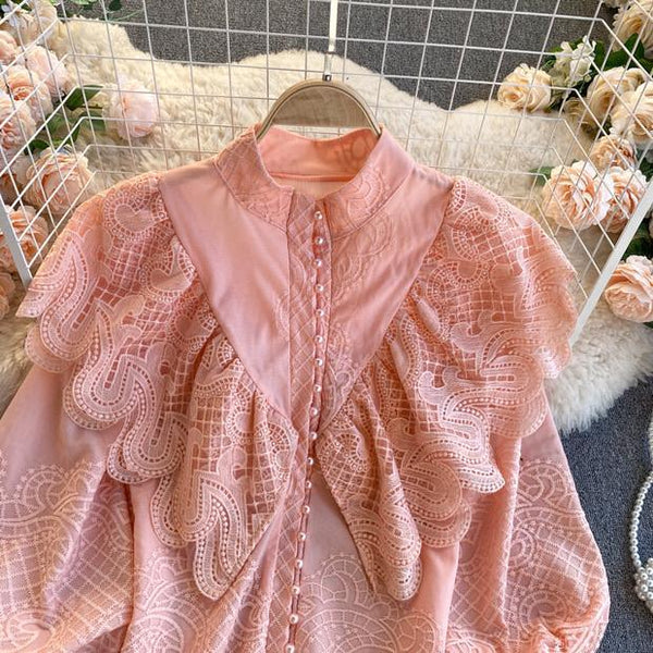 Opal lace and cotton ruffle shirt (fits upto L)