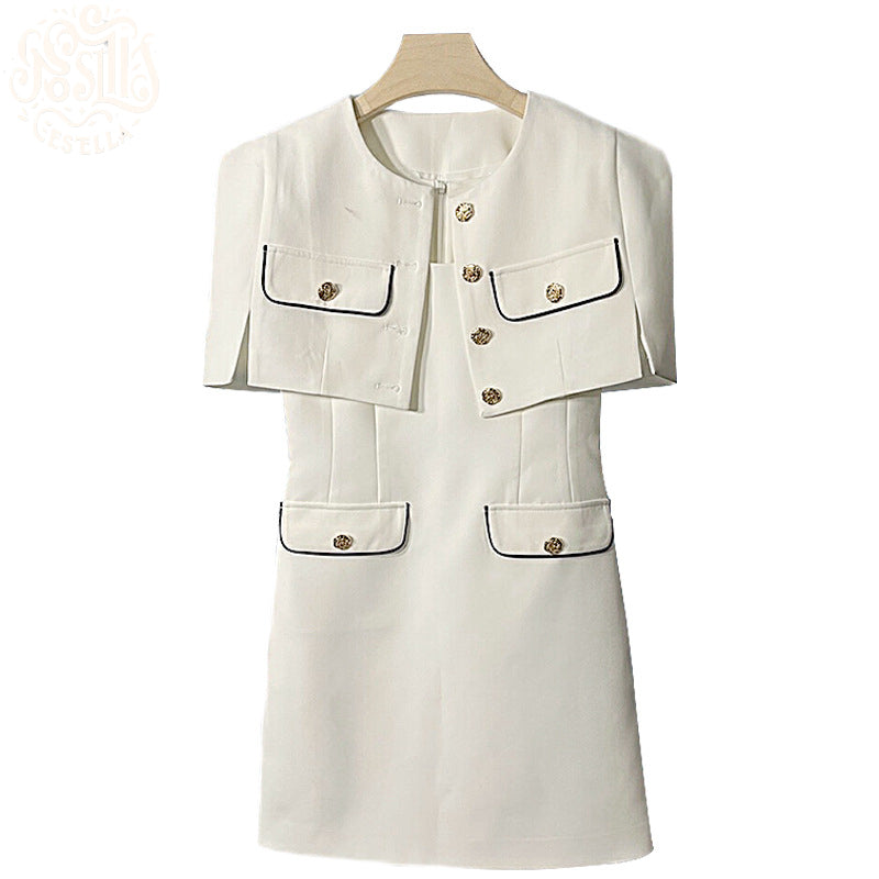 Pankh Tacey Crop Blazer And Sleevless Dress With Bag