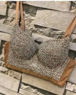 Women New Bright Night Rhinestone Gaga Bustier Corset Blouse