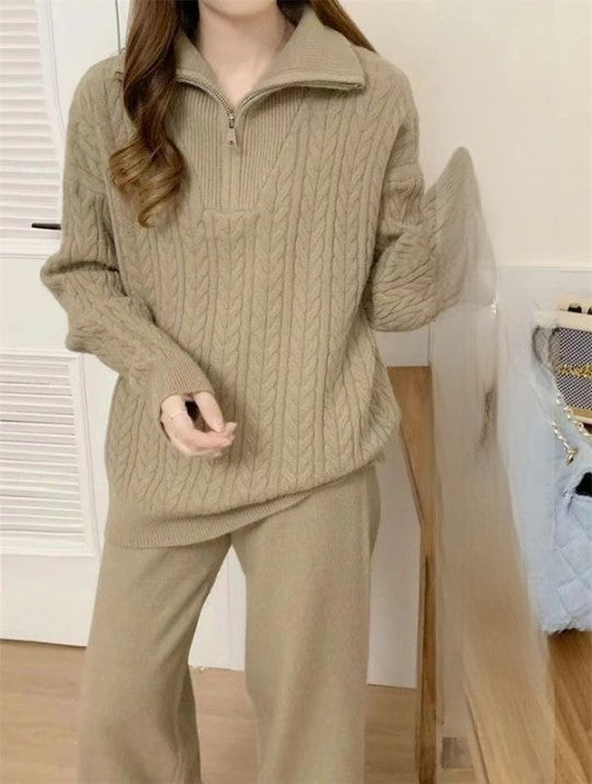 Pankh Savy Zipper Collar Knit Coord Set