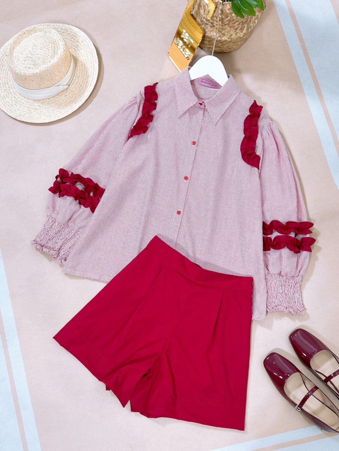 Pankh Musette Cotton Stripe Shirt And Short Set