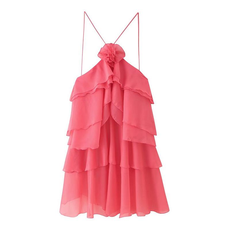 Pankh Sasha Sleeveless Flower Layering Decoration Chiffon Midi Dress