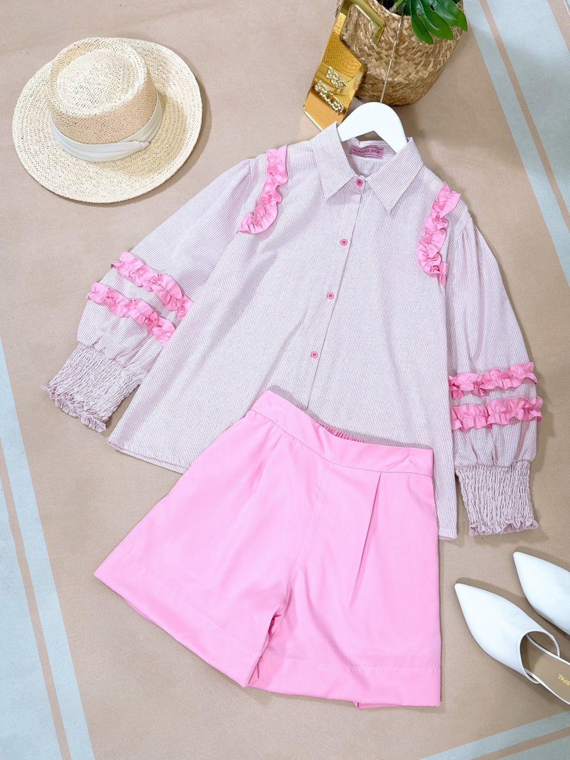 Pankh Musette Cotton Stripe Shirt And Short Set