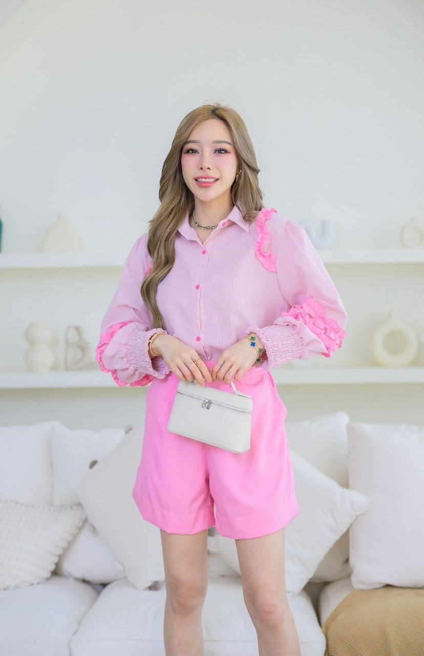 Pankh Musette Cotton Stripe Shirt And Short Set