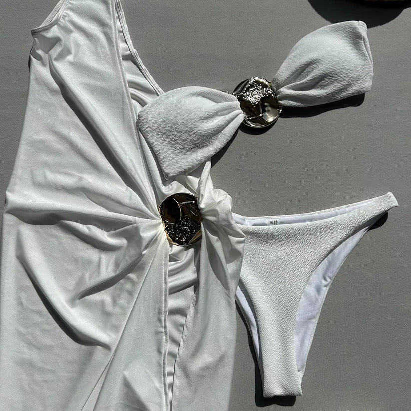 Pankh Sylvie Swimsuit With One Of Shoulder Cover-Up