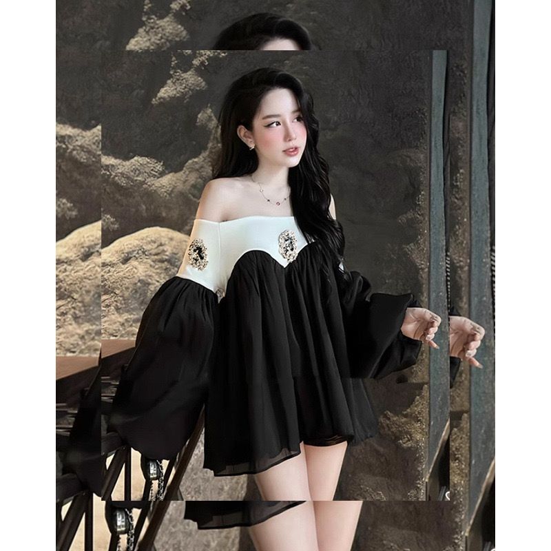 Pankh Cula Off Shoulder Chiffon Mini Dress