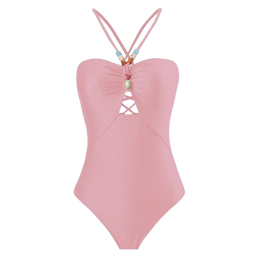 Pankh Lex Beaded Halter Neck Monokini And CoverUp
