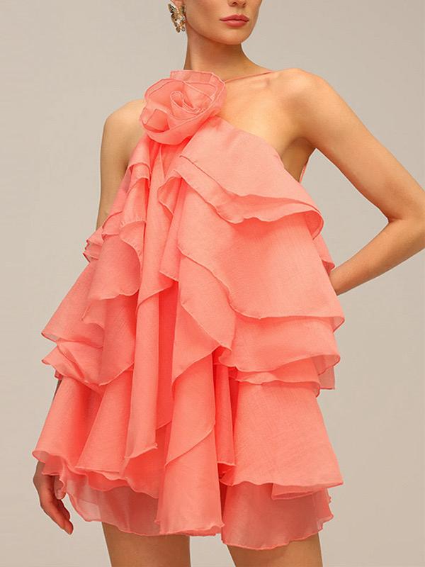 Pankh Sasha Sleeveless Flower Layering Decoration Chiffon Midi Dress