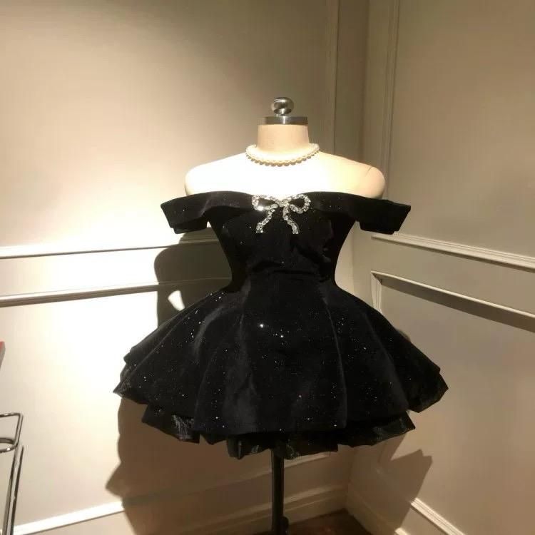 Pankh Elegant Glitter Off-Shoulder Party Waer Mini Dress