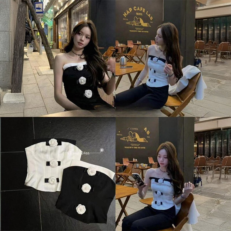 Pankh 3D Rose Flower Off Shoulder Top