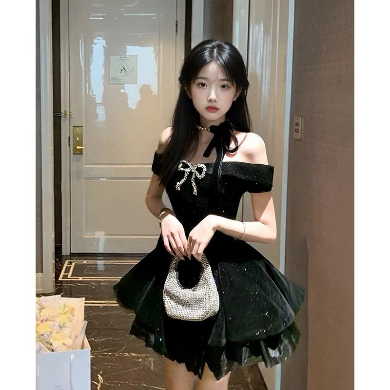 Pankh Elegant Glitter Off-Shoulder Party Waer Mini Dress