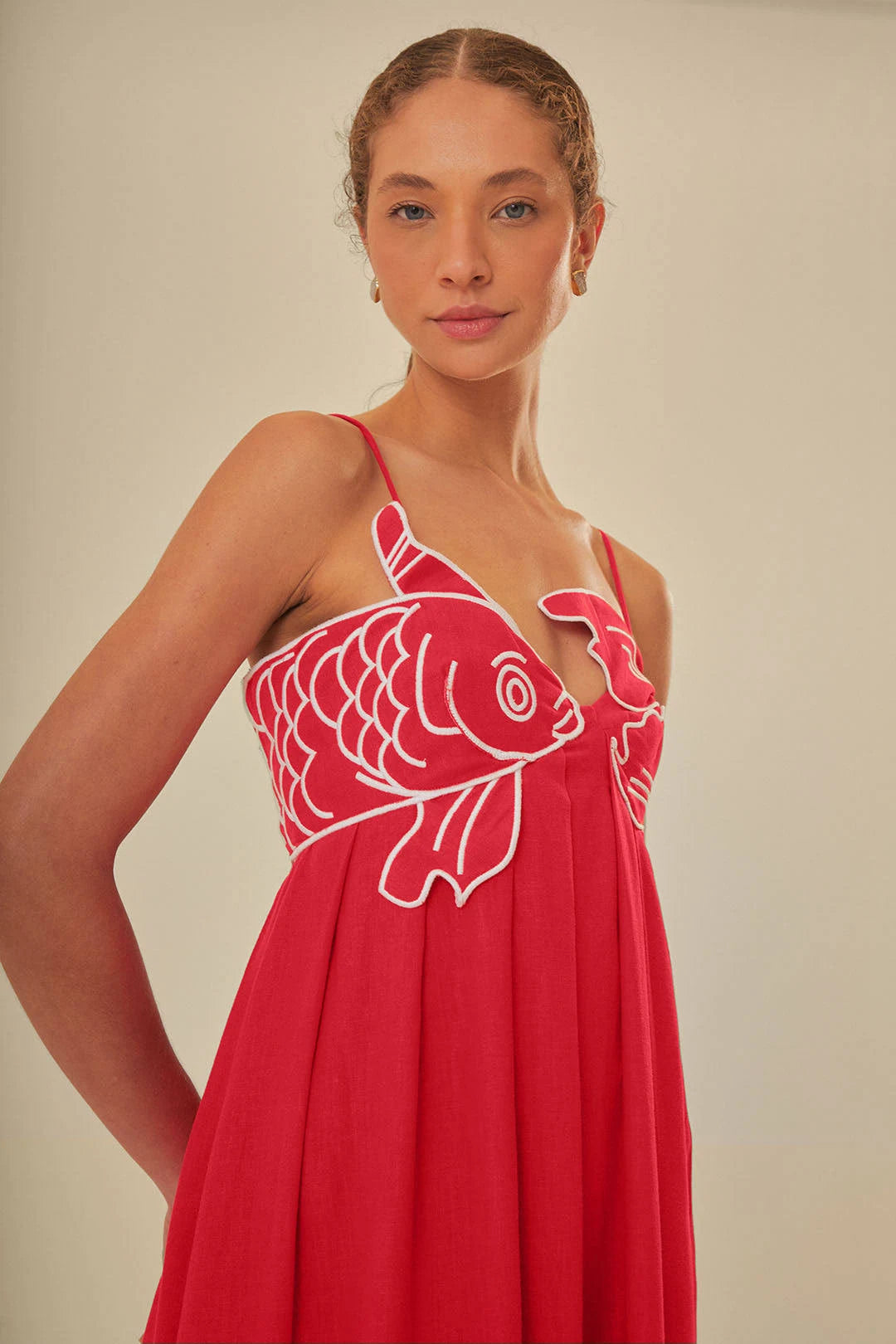 Pankh Alexis Embroidered Fish Spaghetti Strap Maxi Dress