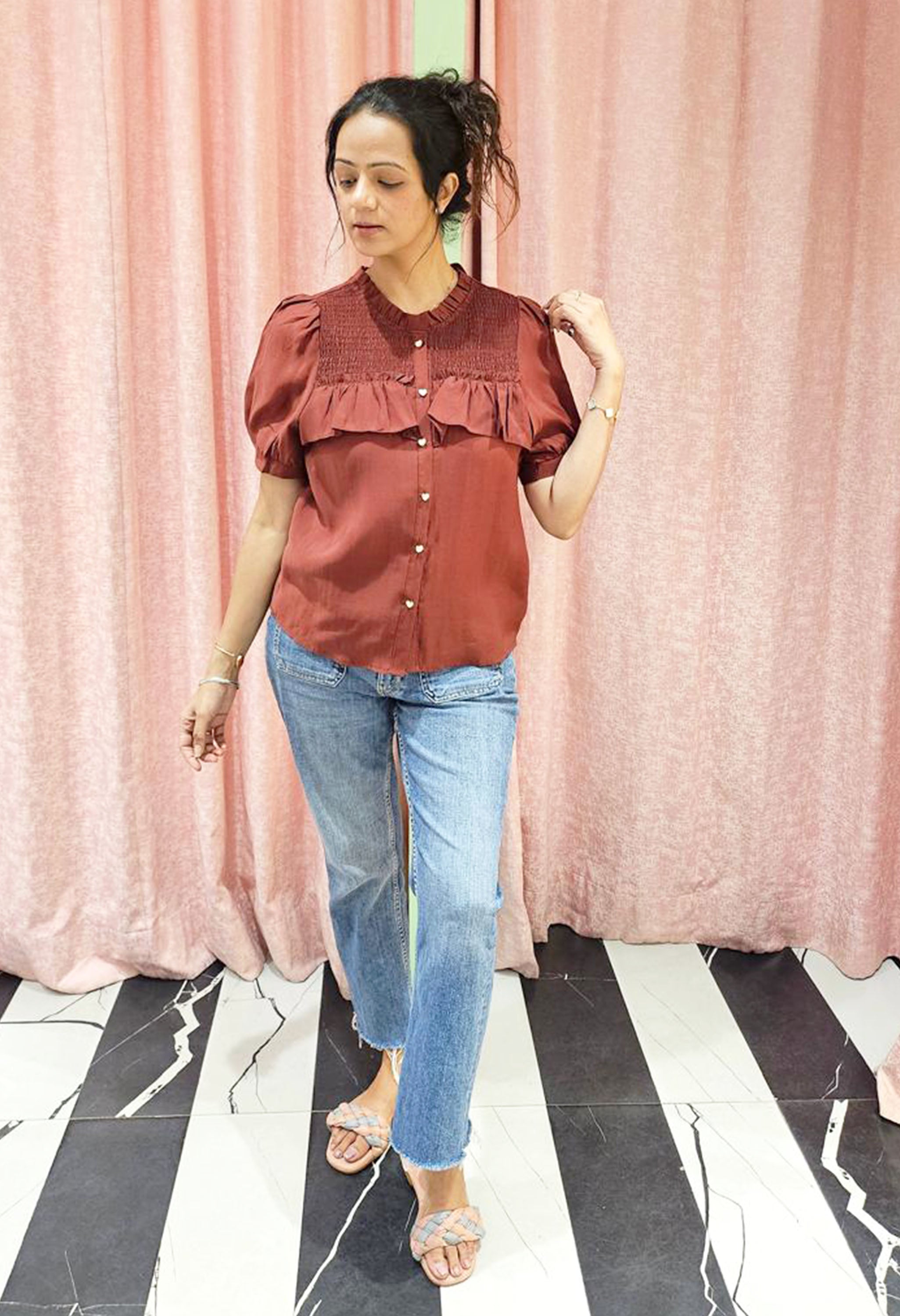 Pankh Luxe Whimsy Summer Silk Linen Shirt Top