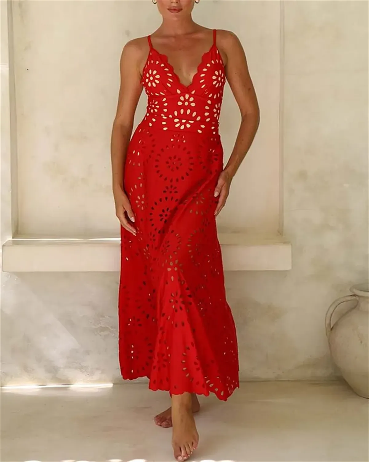 Pankh Israel Flowy Petal Hollow Swimsuit With Skirt Swim Set