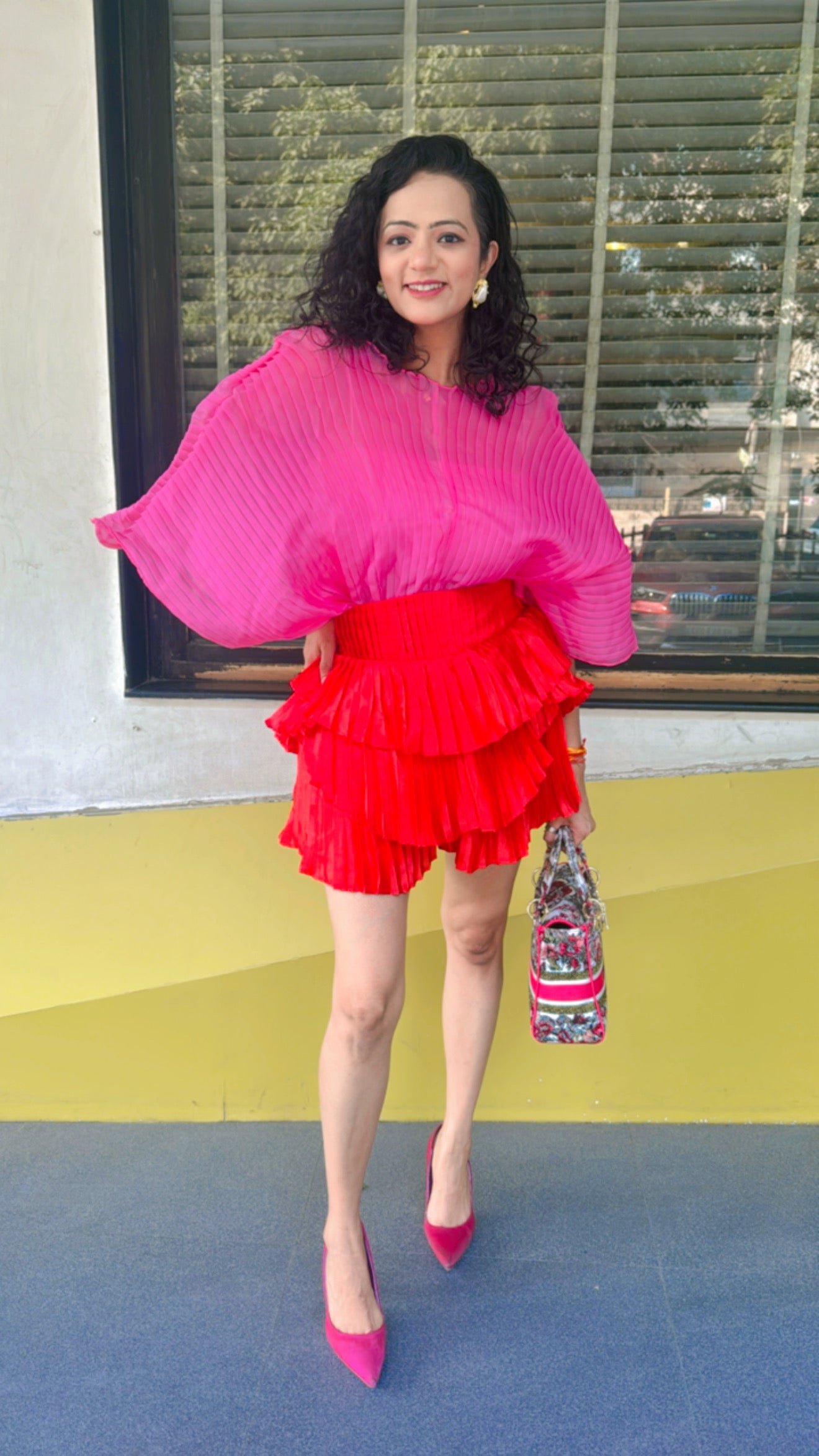 Pankh Elish Organza Pleated Top and Skirt Coord Set