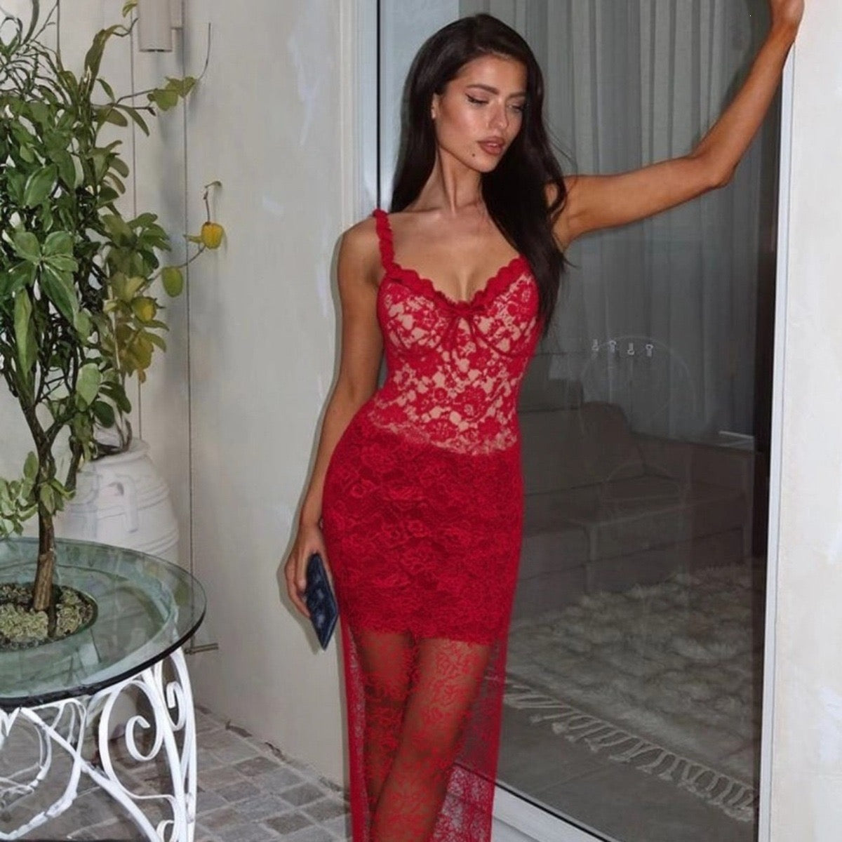 Azmi Lace Monokini and Skirt Set